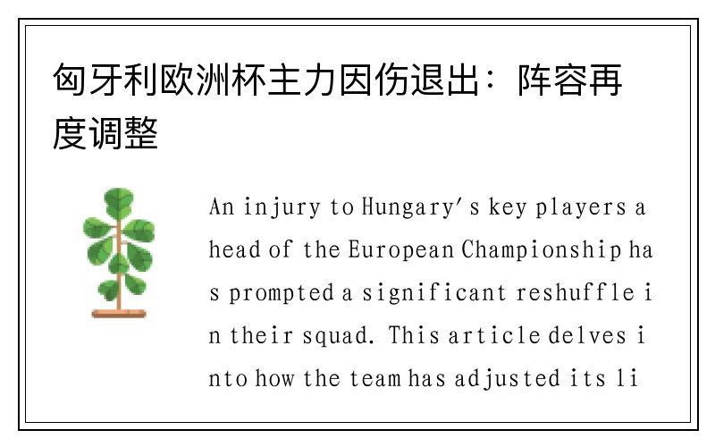 匈牙利欧洲杯主力因伤退出：阵容再度调整